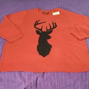 Lane Bryant Red Sweater with Black Deer Design,Sz 18/20, NWT